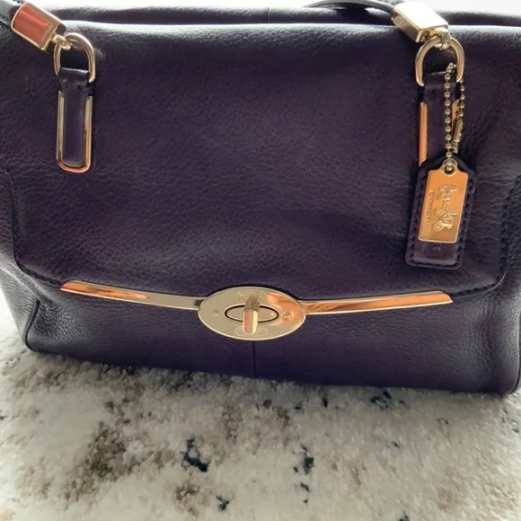 Authentic Purple leather  Coach handbag - Picture 3 of 7